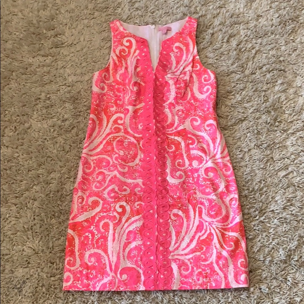 Lilly Pulitzer pink and white shift dress NWOT